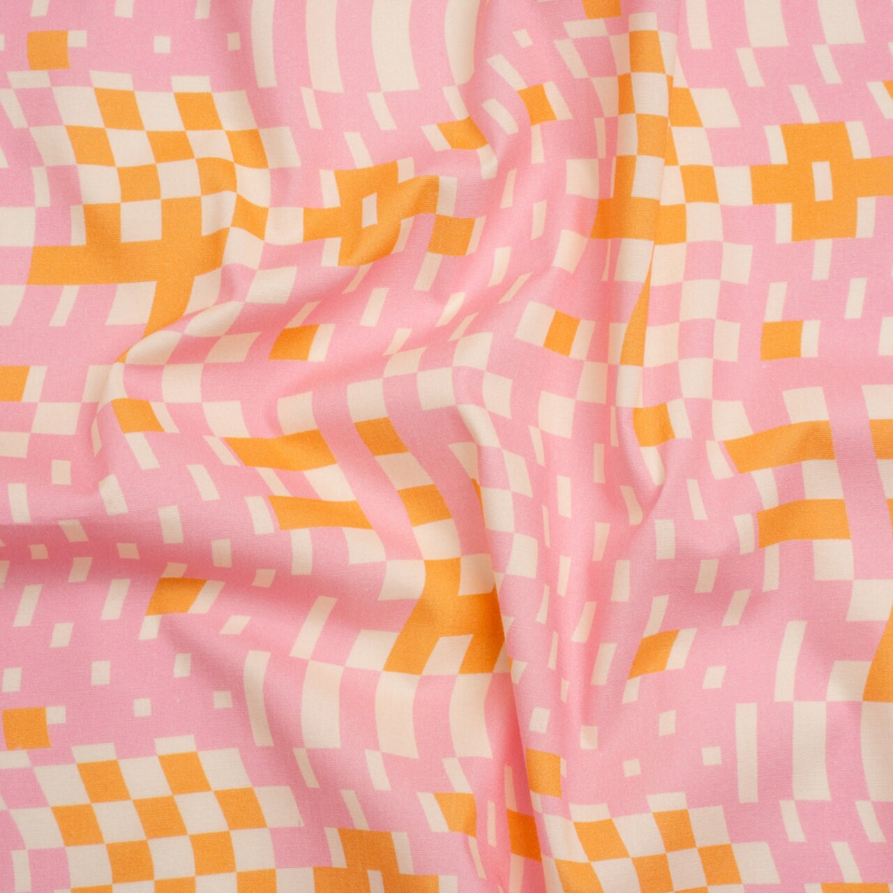 1 Yard Pink Stay Wavy Baby Stretch Cotton Poplin Fabric for Comfortable Apparel